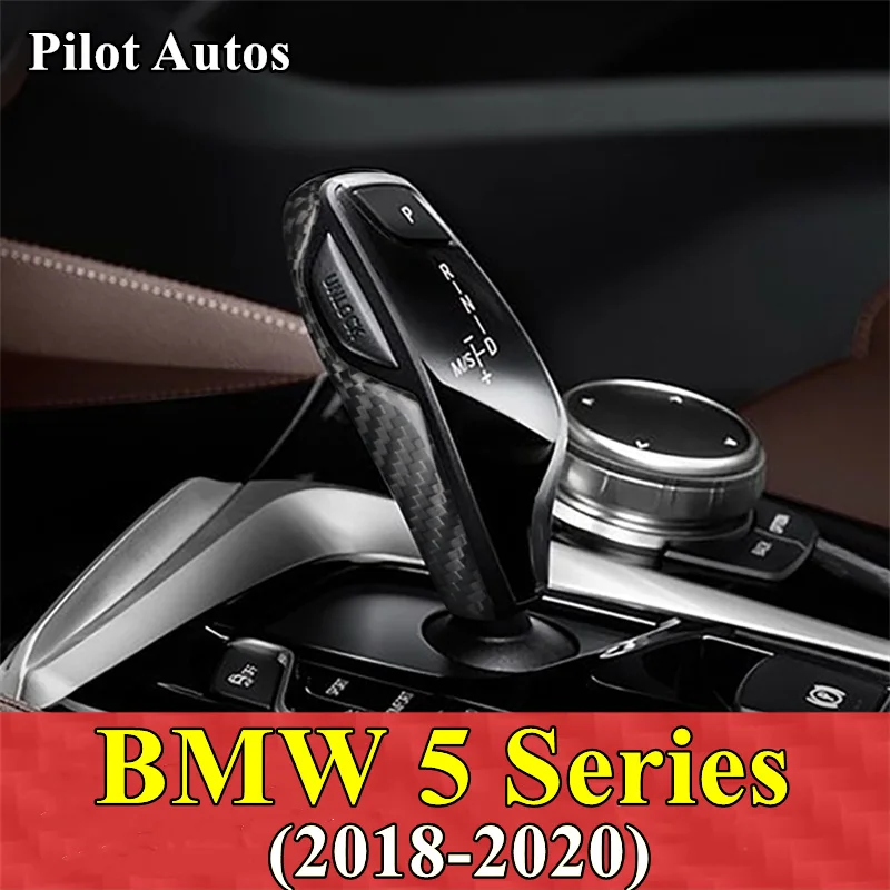 Kairė dešinė pavara Galinis anglies pluošto automobilio pavarų perjungimo rankenėlės dangtelio apdailos lipdukas BMW 5 serijai 2018 2019 2020
