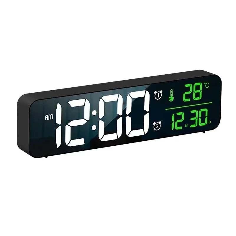 Kambario LED temperatūra skaitmeninis žadintuvo veidrodžiui USB darbalaukio ekranas Laikrodžio dekoravimo data Gyvi laikrodžiai