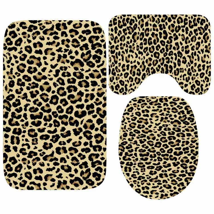 Klasikinis afrikietiško stiliaus Leopard vonios kambario komplektas Cheetah Leopard Print Kilimėlis tualetui Vonios kambarys Dušo grindys Kilimėlis Kilimėlis Kilimėliai Vonios kilimėliai