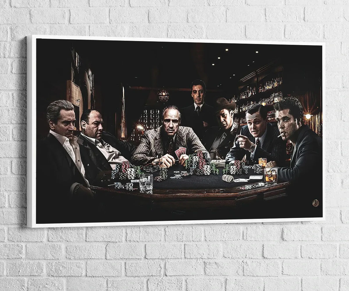 Klasikinės kino legendos Gangsterių plakatas ir spauda Drobė Sienų tapyba Menas Krikštatėvio personažo paveikslas Svetainės namų dekoras