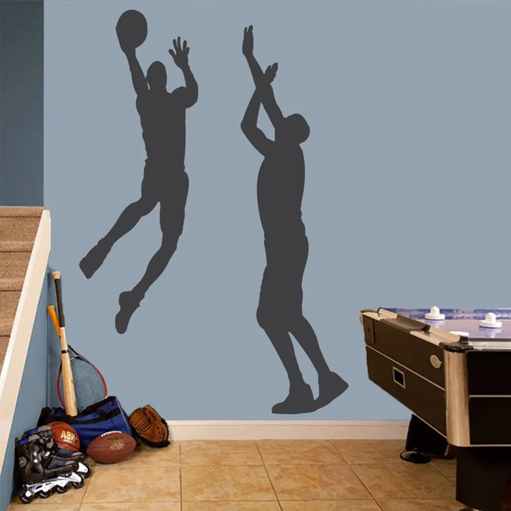 Krepšininkai Wall Decal Basketball Wall Freskos lipdukai Berniuko miegamojo sporto lipdukas nuimami vinilo dekoro lipdukai G199