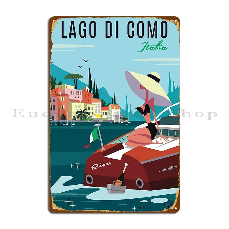 Lago Di Como Plakatas Metaliniai ženklai Garažo spauda Garažas Kino teatras Garažas Alavo ženklo plakatas