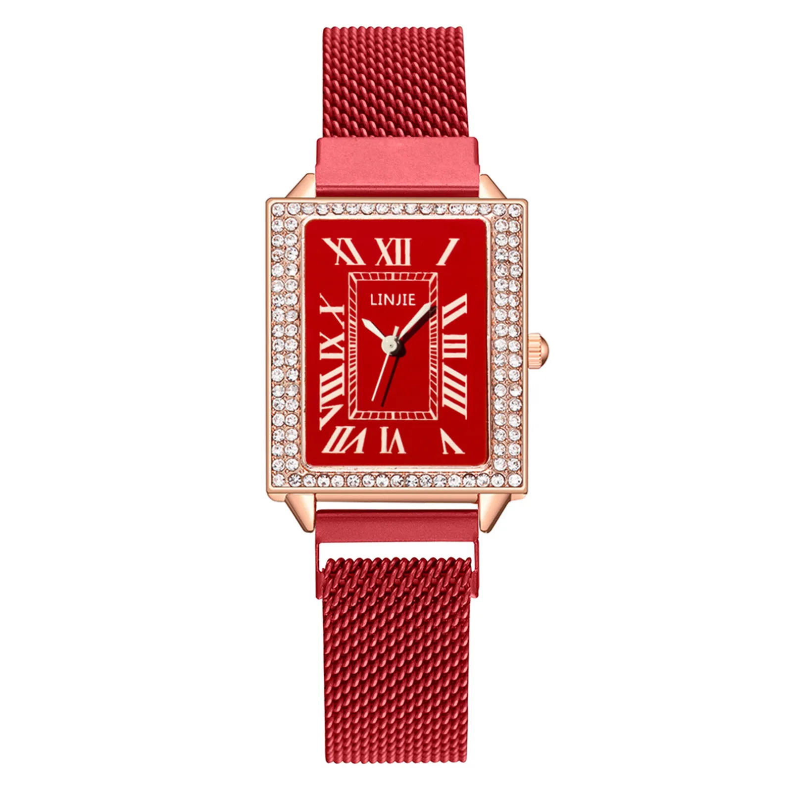 Linjie Ladies Fashion Kvarcinis laikrodis Nerūdijančio plieno dirželis Analoginis laikrodis Moteriški laikrodžiai Dovanos Moterims Aukštos kokybės Reloj