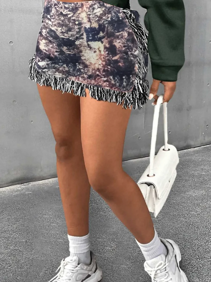 LW seksualus sijonas graffiti spausdinti puokštės dizaino sijonas Moterys 2024 NAUJAS vintažinis mini sijonas moteriški drabužiai Mados vasaros trumpi sijonai