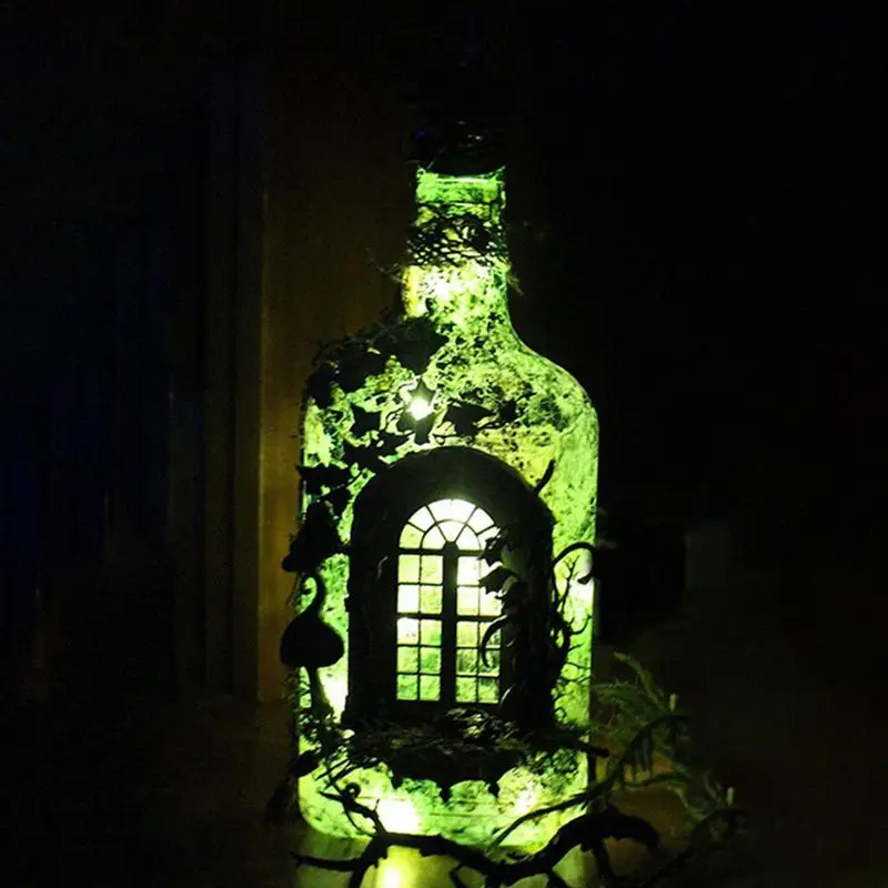 Mini butelio formos pilies figūrėlė Išskirtinai pagaminta dervos pilies skulptūra su lengvomis magiškomis meno dekoracijomis namų vejai