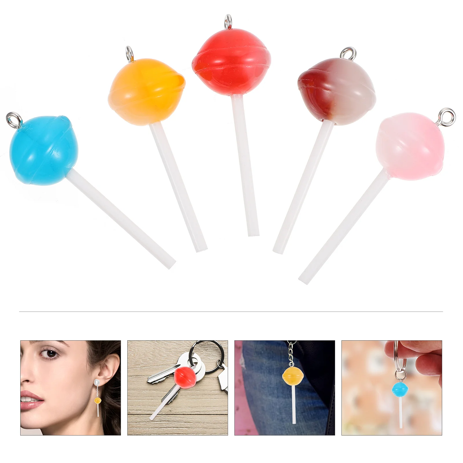 Mini Lollipop Photography Prop Spalvingas ledinukas Raktų pakabukai Dervos raktų pakabukas Pakabinamas pakabukas Raktų pakabukas 1.5x1.5x4.5cm