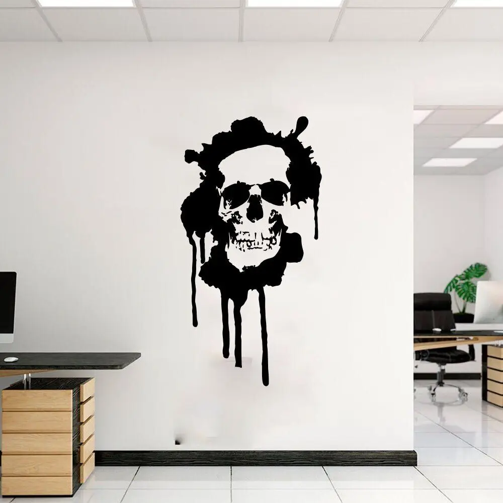Modern Graffiti Blood Horror Skull Death Wall Decal Teen Playroom Banksy Skeleton Manga Wall Sticker Bedroom Vinyl Decor