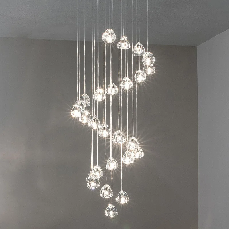 Modernus minimalistinis daugiagalvis laiptų šviestuvas šviesti prabangi krištolo lempa valgomasis svetainė mansardinė lempa ilgas šviestuvas