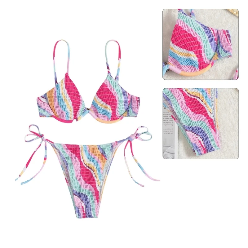 Moterys Dviejų dalių seksualus aukšto kirpimo Thong maudymosi kostiumėlių rinkinys Push Up bikinių rinkinys Maudymosi kostiumėliai