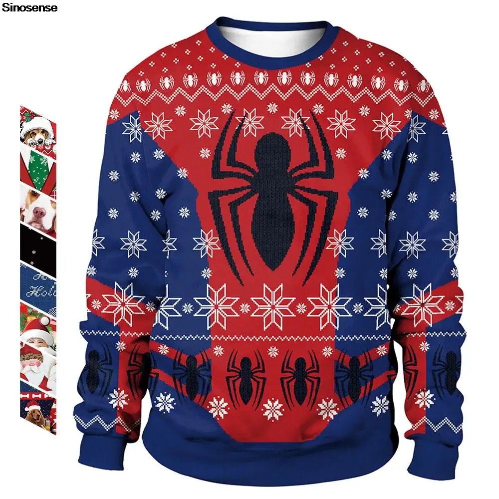 Moterys Vyrai Voras Bjaurus kalėdinis megztinis Xmas Jumper Tops 3D Funny Printed Holiday Party Džemperis Megztiniai Megztiniai Šventiniai drabužiai