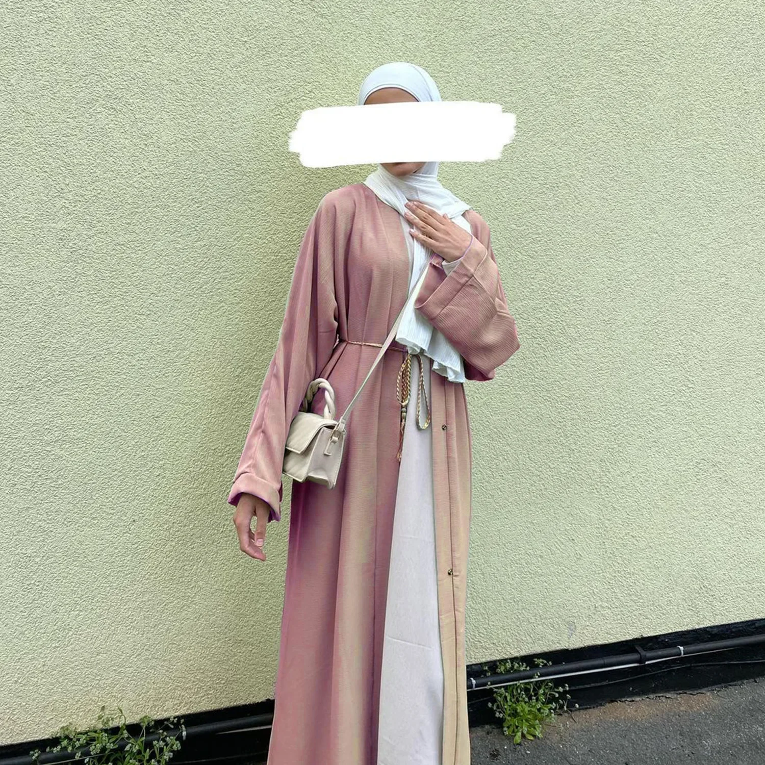 musulmoniška suknelė Vienspalvė megztinio suknelė Elegantiška Dubajaus Abajos arabų islamiška Turkija Caftan Abaya temperamentas Saudo Arabijos moterų suknelė