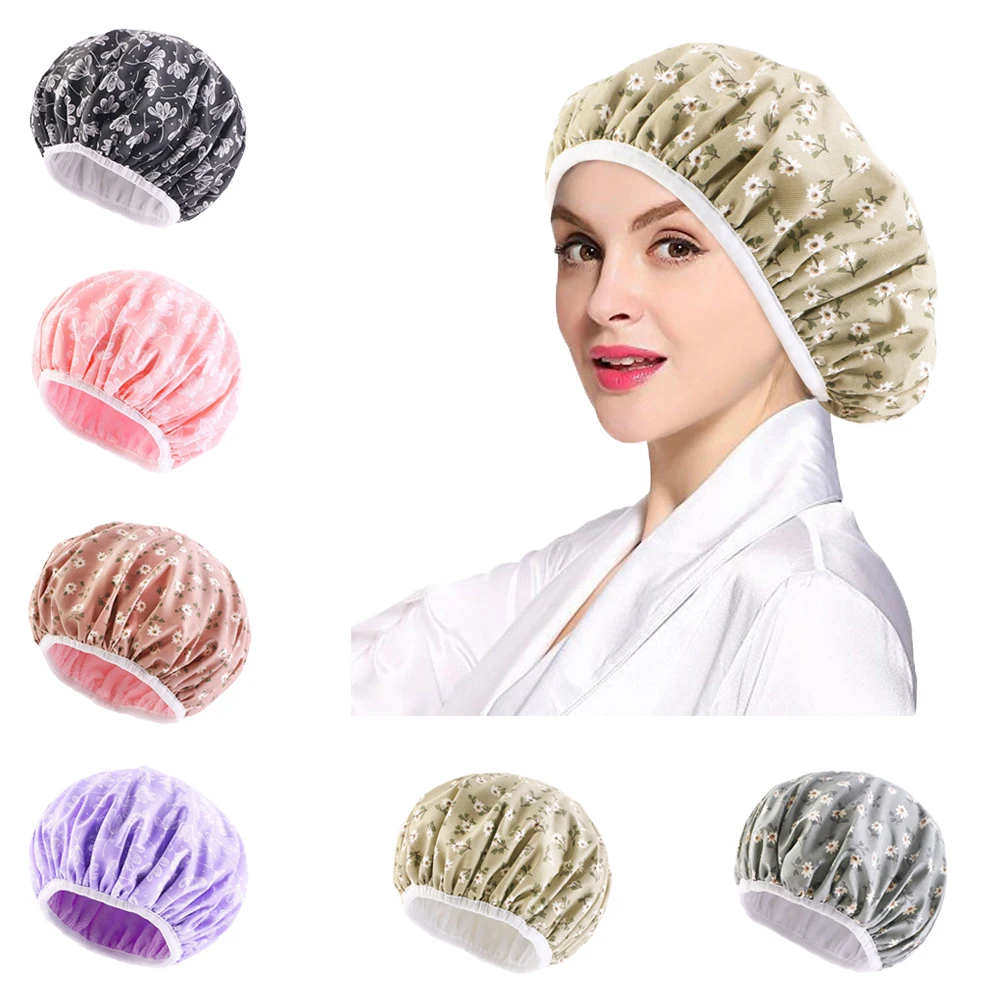 Nauja gėlių spauda Nakties miego kepurė Moterys Stretch Hair Care Bonnet Nightcap Sleeping Hat Chemo Cancer Hat Headscarf Turban Galvos apdangalas