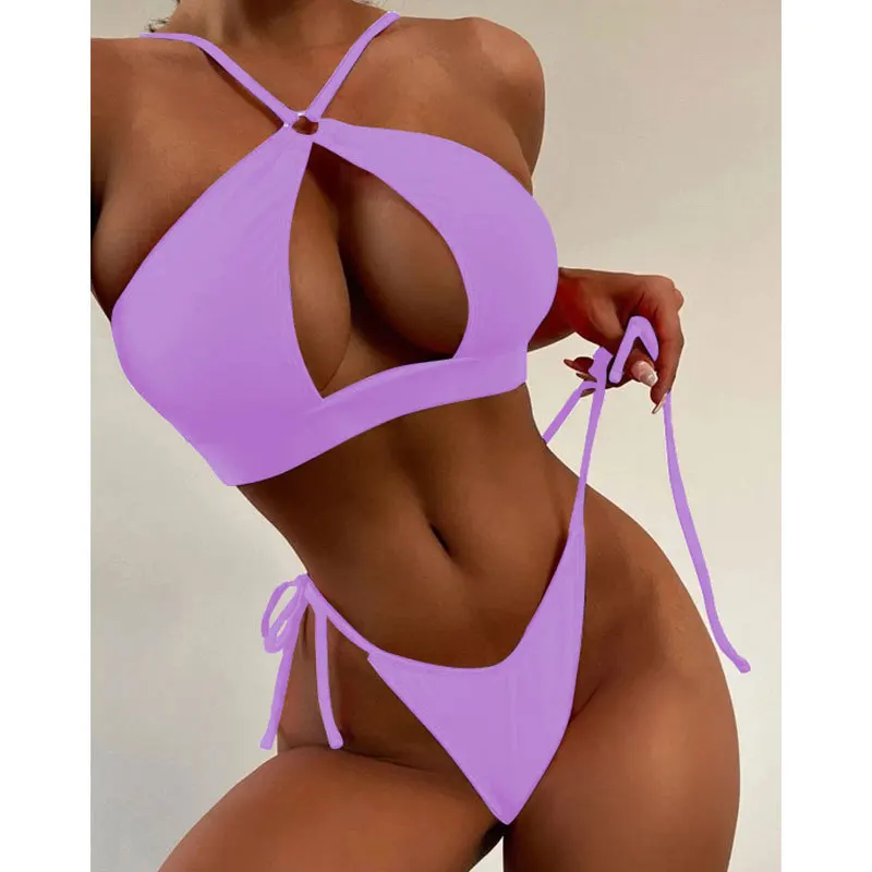 Naujas seksualus paminkštintas halteris Bikinio moteriški maudymosi kostiumėliai Moteriškas maudymosi kostiumėlis Dviejų dalių 