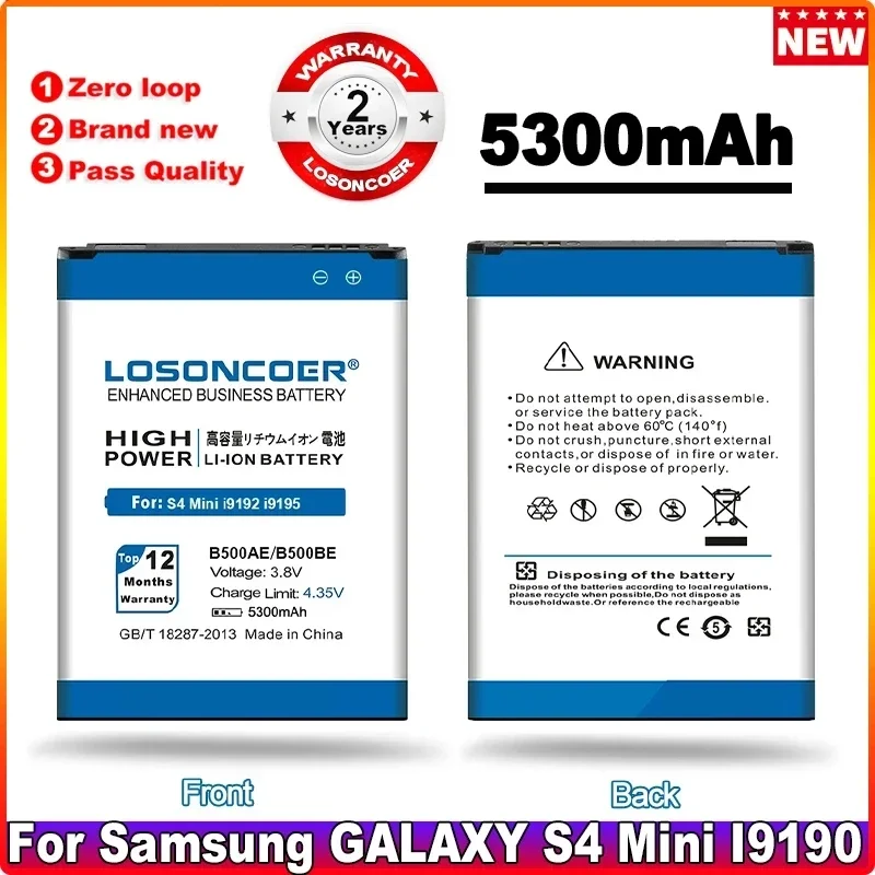 Nauji atvykėliai Top 5300mAh B500BE B500AE Samsung S4 Mini baterijai i9190 i9198 i9192 i9195 S4mini Galaxy Mini S4 baterijai