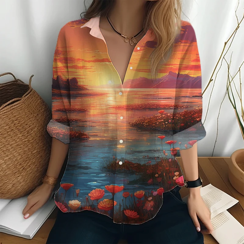 Nauji laisvalaikio marškiniai Nauji gatvės mados ponios Top 3d spalvingi marginti marškiniai ilgomis rankovėmis Four Seasons Wild Women's Clothing