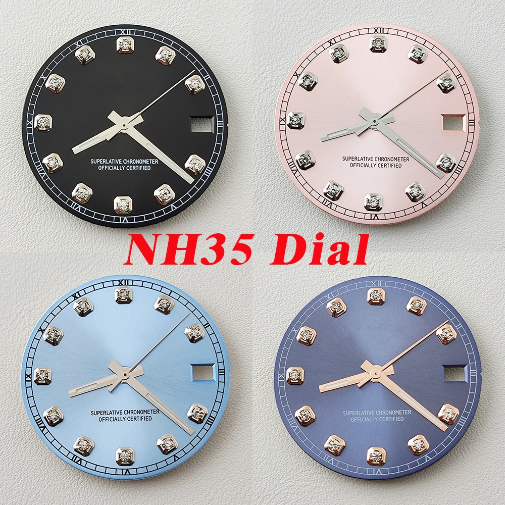 NH35 ciferblatas 28,5 mm su deimantu Dial NH35 laikrodžių ratukas modifikuotas NH35 / NH36 automatinio judesio laikrodžio priedai