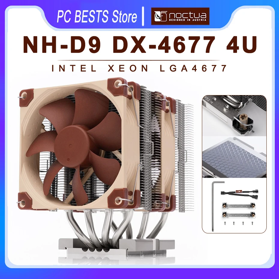 Noctua NH-D9 DX-4677 4U serverio radiatorius Didelio našumo NF-A9 PWM Premium 92mm aušinimo LGA4677 pagrindu veikiantys Xeon Workstations serveriai