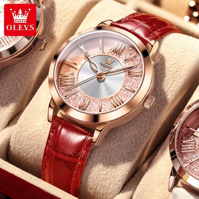 OLEVS 5539 laikrodžiai madingi ir elegantiški šviečiantys vandeniui atsparūs kvarciniai laikrodžiai moterims