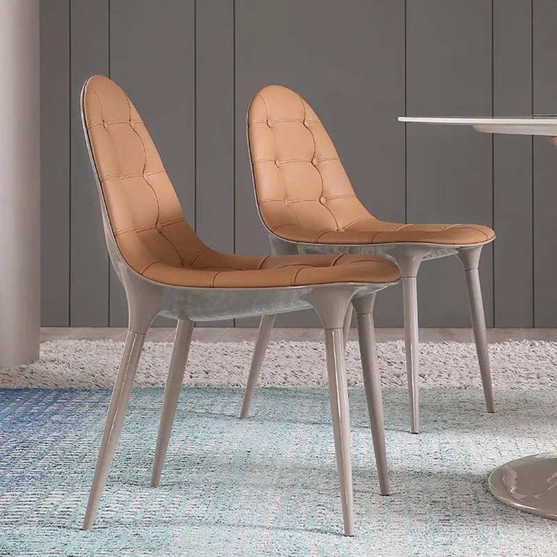 Pagalbinis sostas Prabangus odinis minkštas valgomasis Kėdė Drabužinė Grožio salono stalas Modernus viešbutis Atpalaiduojanti kėdė Nordic Silla baldai