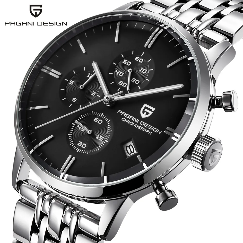 Pagani Design vyriškas chronografinis laikrodis Japan VK67 Movt Vandeniui atsparus daugiafunkcinis verslo sportinis kvarcinis laikrodis Relogio Masculino