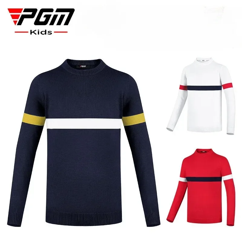 PGM golfo megztinis Vaikai Žieminiai Mercerizuoti vilnoniai sportiniai drabužiai Berniukai Šilti marškinėliai ilgomis rankovėmis Apvalus kaklas Stori rudeniniai drabužiai