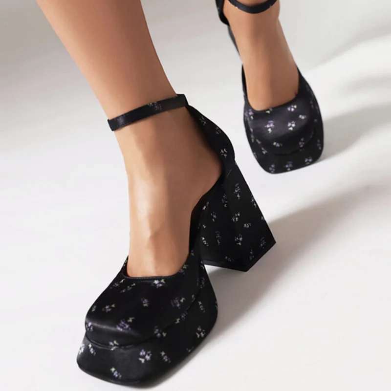 Platform Chunky Heeled Ankle Strap Pumps Shoes Woman Spring Summer 2023 Heel Women Shoe Fashion Sexy Sandal Brand New