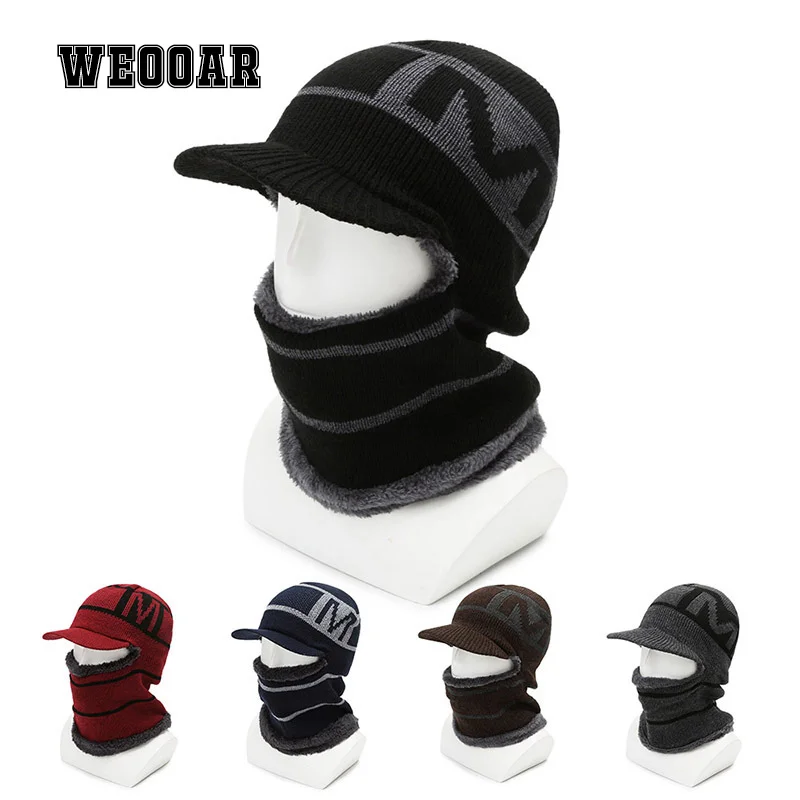plius aksominė balaklava žieminės skrybėlės pupelės unisex skrybėlės šiltai kvėpuojančios megztos kepurės berniukams kepurės ir šaliko rinkiniai Casquette Homme MZ221