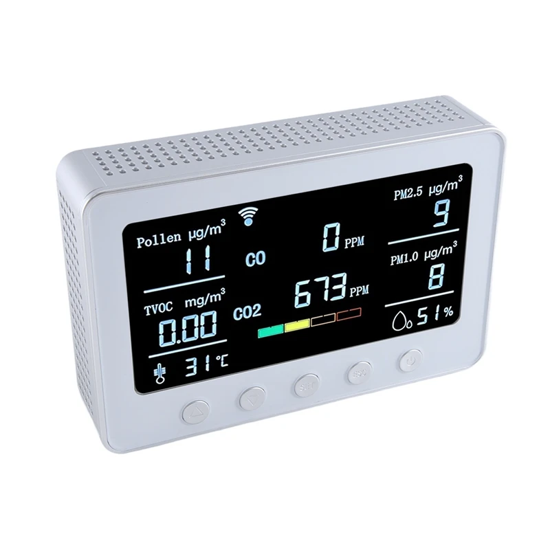 PT02 Plus Wifi oro kokybės monitorius aptinka žiedadulkes TVOC CO CO2 PM2.5 1.0 Temp RH IoT valdiklis RS485 duomenų kaupiklis