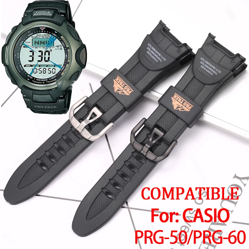 Resin Strap Watchband For Casio Pro Trek PRG-50 PRG-60 Dirželis Pakeiskite vyrišką sportinį vandeniui atsparų laikrodį Prg 50 apyrankės priedai