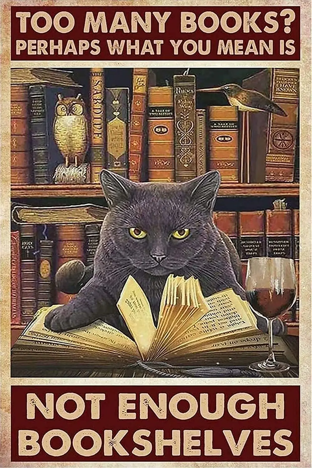 Retro Black Cats knygų lentyna metalinis skardos ženklas Vintage Coffee Wall Coffee Bar dekoras 8x12 colių skardos ženklas Sienų apdaila