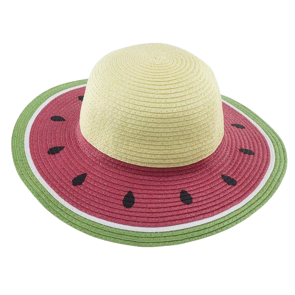 Saulės skydelis Šiaudinė kepurė Floppy Beach Austos moteriškos kepurės Vasaros apsaugos kepurės Arbūzas