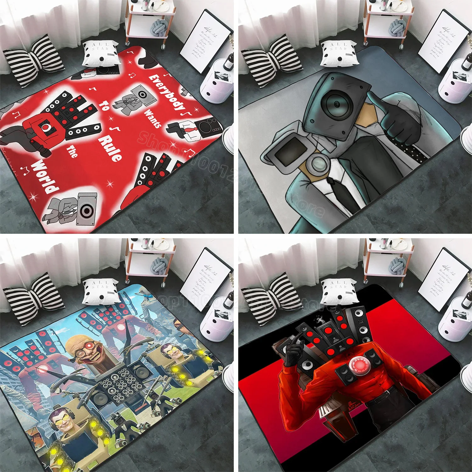 Skibidi Tualeto kilimas svetainei Namų dekoras TV Vyras Grindų kilimėlis Kilimėlis miegamajam Anime Vonios kilimėlis Namų apyvokos prekės Vaikų kambario dekoras