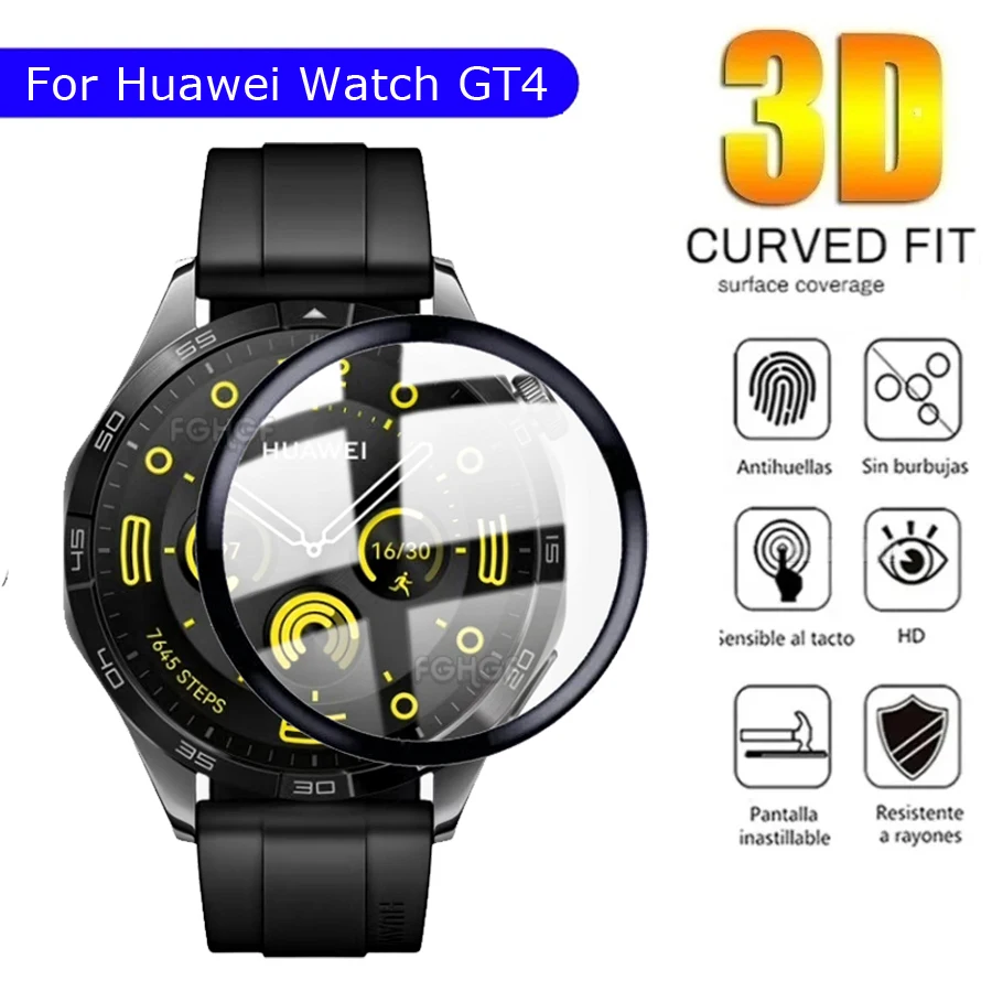 Soft Flexible Protective Film for Huawei Watch GT4 41mm 46mm ekrano apsauga 3D Full Cover apsauga nuo įbrėžimų plėvelės apsauga