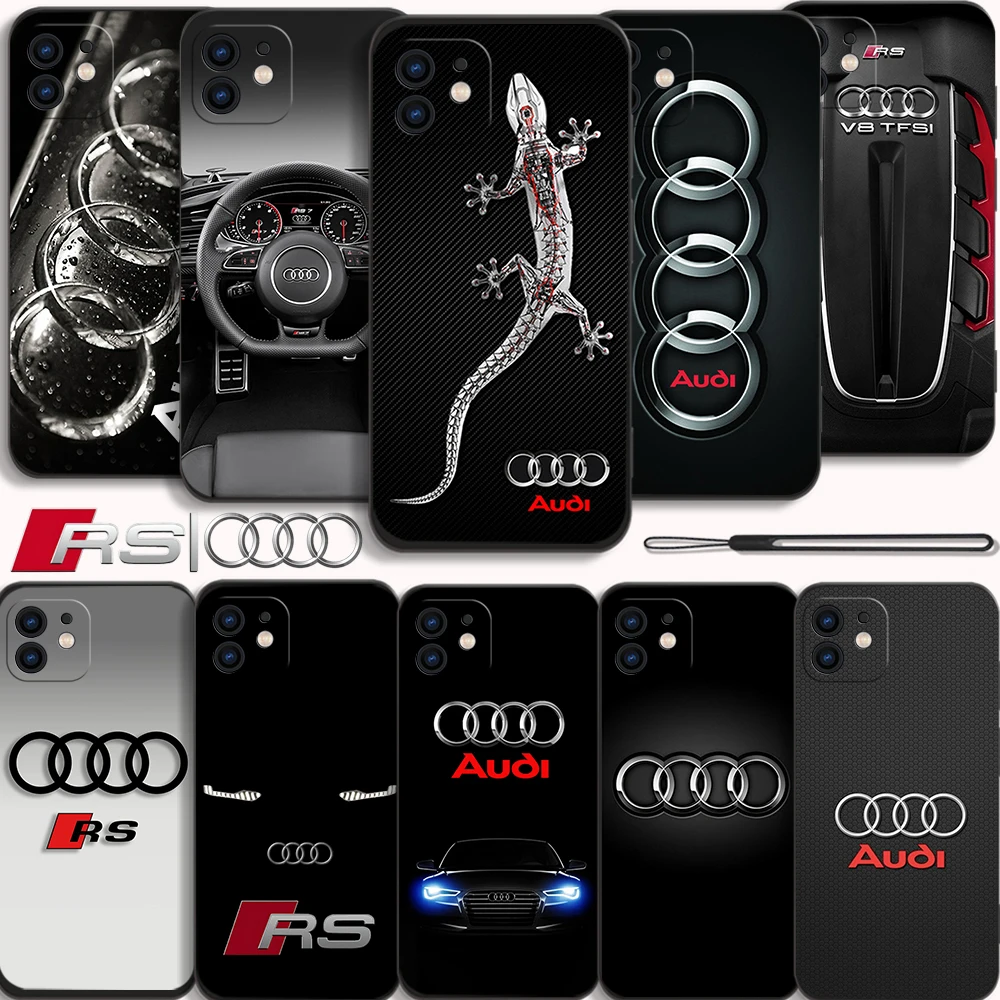 SportsCar RS7-Audis telefono dėklas, skirtas iPhone 15 14 13 12 11 Pro Max Mini X XR XS MAX SE20 8 7 6 Plus silikoniniai dėklai su dirželiu