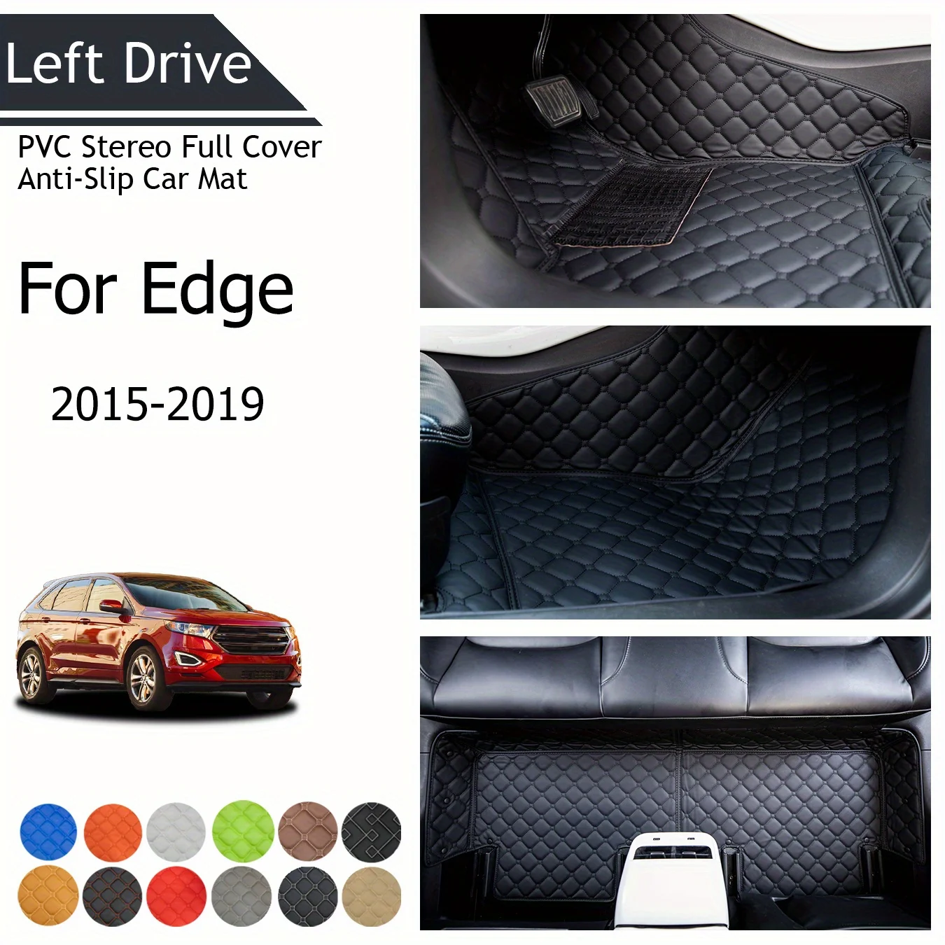TEGART 【LHD】For Ford For Edge (Dvi eilės prieš septynias sėdynes)2015-2019 Trijų sluoksnių PVC stereo pilno dangtelio neslystantis automobilio kilimėlis