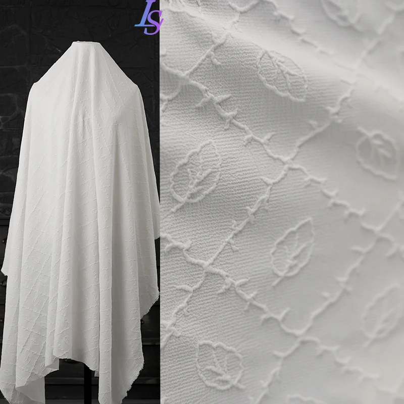 Tekstūruotas žakardo audinys Plisuotas minkštas marškiniai suknelėms Drabužiai Audinys Didmeninė prekyba audiniu siuvimo matuokliams 