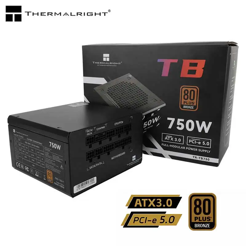 Thermalright TR-TB750 ATX 80PLUS bronzinės kortelės važiuoklės kompiuterio maitinimo šaltinis, ATX3.0 / PCI-E5.0 (850 / 750W) / visas modulis / aktyvi galia