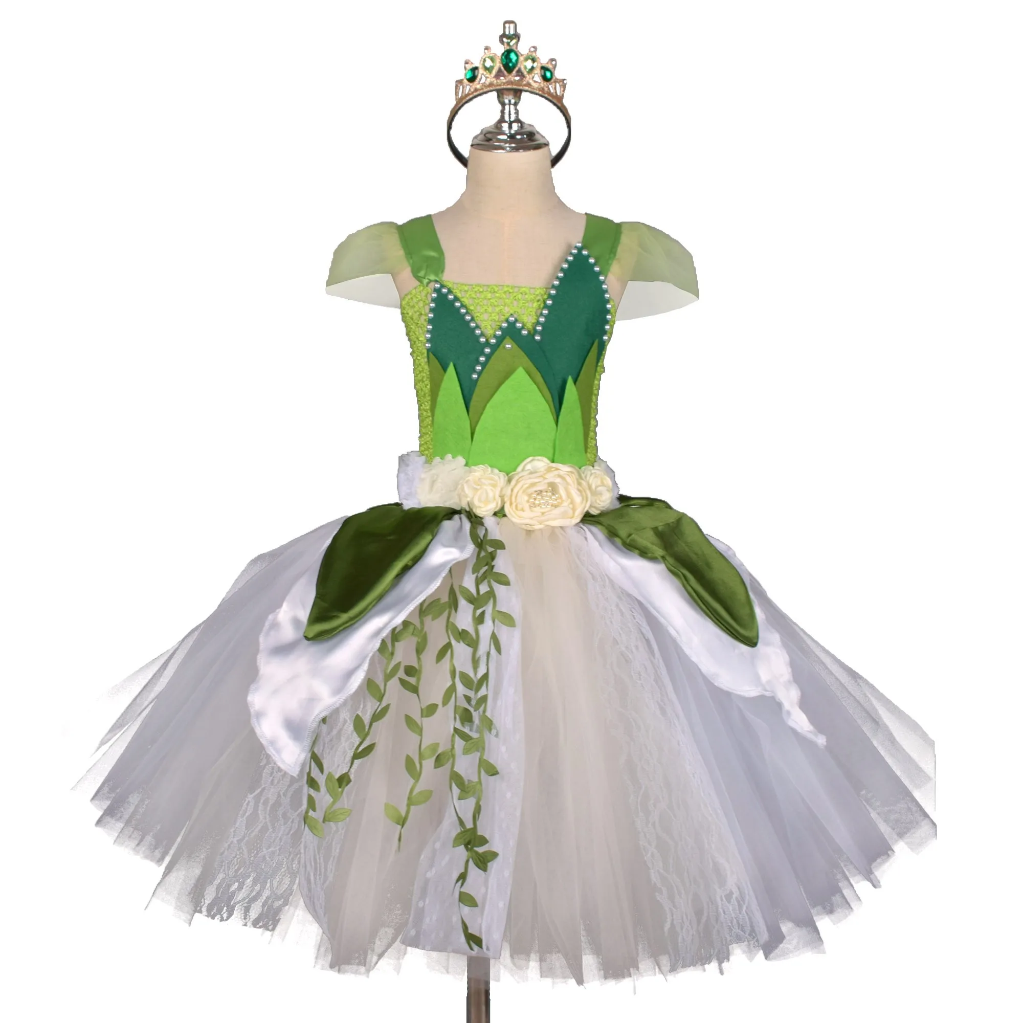 Tiana suknelė Mergina Žalia princesė Cosplay kostiumas Helovinas Liukso klasės tiulio suknelė 2-10 metų vasaros teminio vakarėlio apranga Gimtadienio suknelės