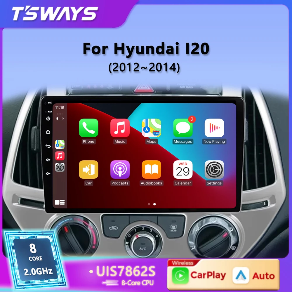 Tsways Android12 2 Din Dsp Autoradio Autoradio multimedijos vaizdo grotuvas Hyundai i20 2010 - 2014 Carplay GPS navigacijos Nr. DVD