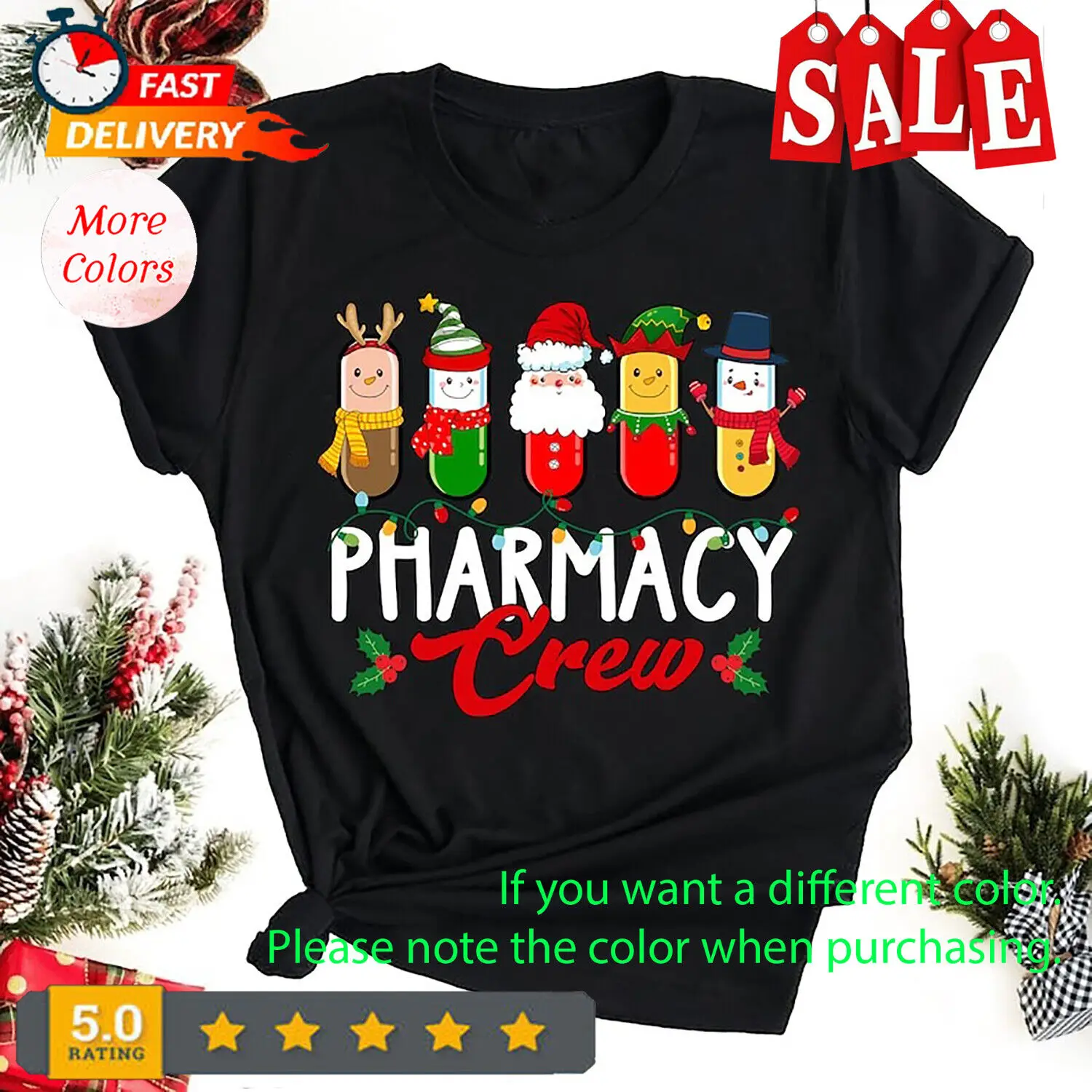 Vaistinės įgulos marškinėliai, vaistininko marškinėliai, vaistinės techniko marškinėliai, Kalėdų širšės