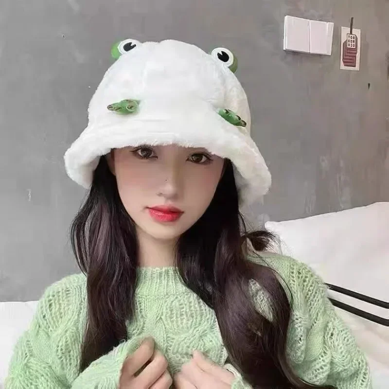Varlės skrybėlė Ruduo ir žiema Japonų moterų korėjiečių animacinis filmas Miela pliušinė kibiro skrybėlė plius pliušinė šilta ėriena Žvejo kepurės kepurė