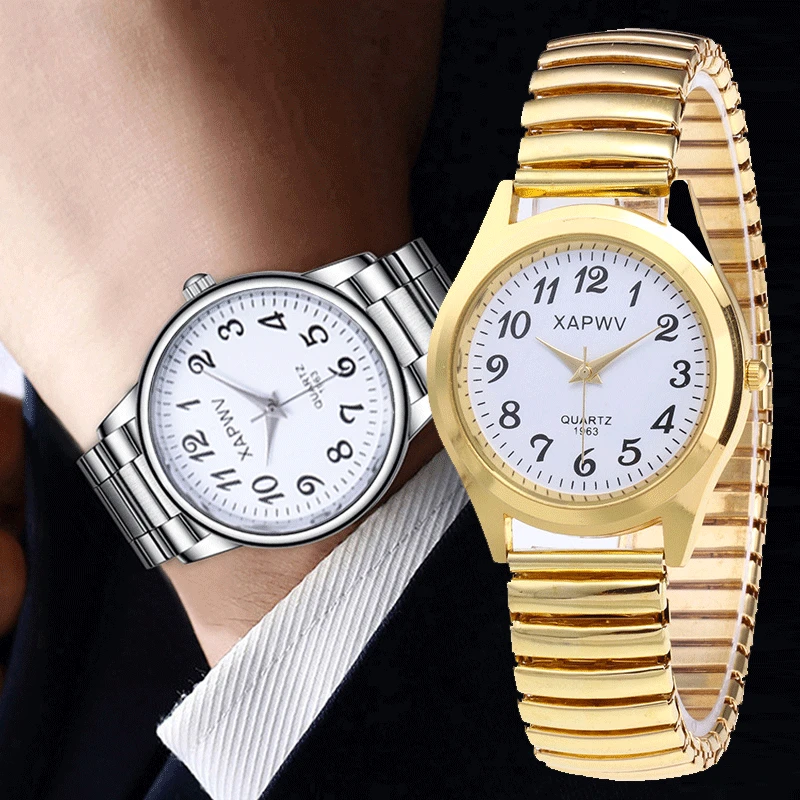 Vyrai Moterys Mados rankiniai laikrodžiai Pora Lanksti tampri juosta Kvarciniai laikrodžiai Vyras Ponios Suknelė Laikrodis Paprasti laisvalaikio laikrodžiai