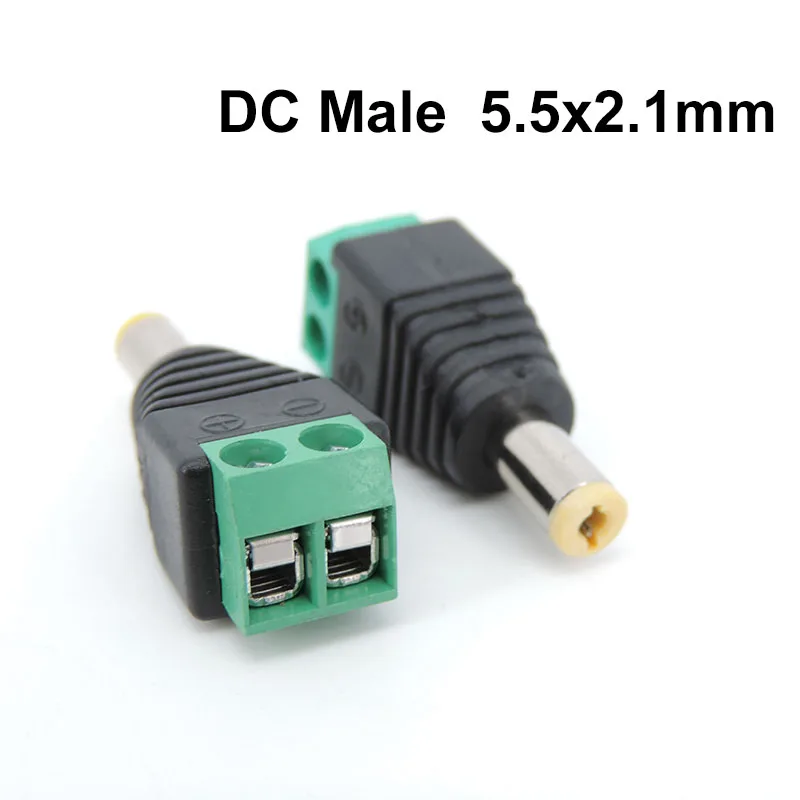Vyriška nuolatinės srovės kištuko jungtis 2.1mm x 5.5mm 5.5*2.1mm 5.5x2.1 DC kištuko adapteris Geltonas kištukas vaizdo stebėjimo sistemai 12V 24V DC MALE