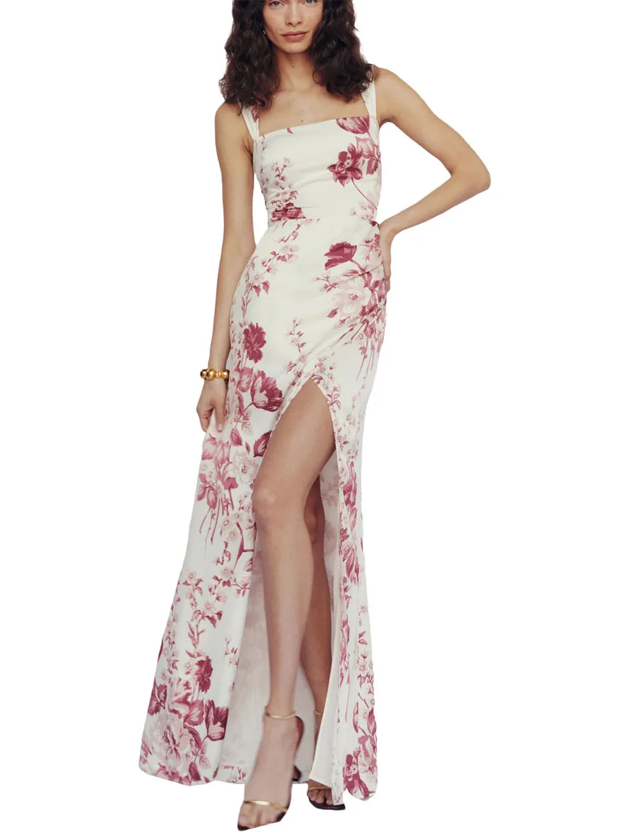 Women s Off Shoulder Ruffle Sleeve Floral Print Midi Dress Elegant V-Neck A-Line Cocktail Party suknelės
