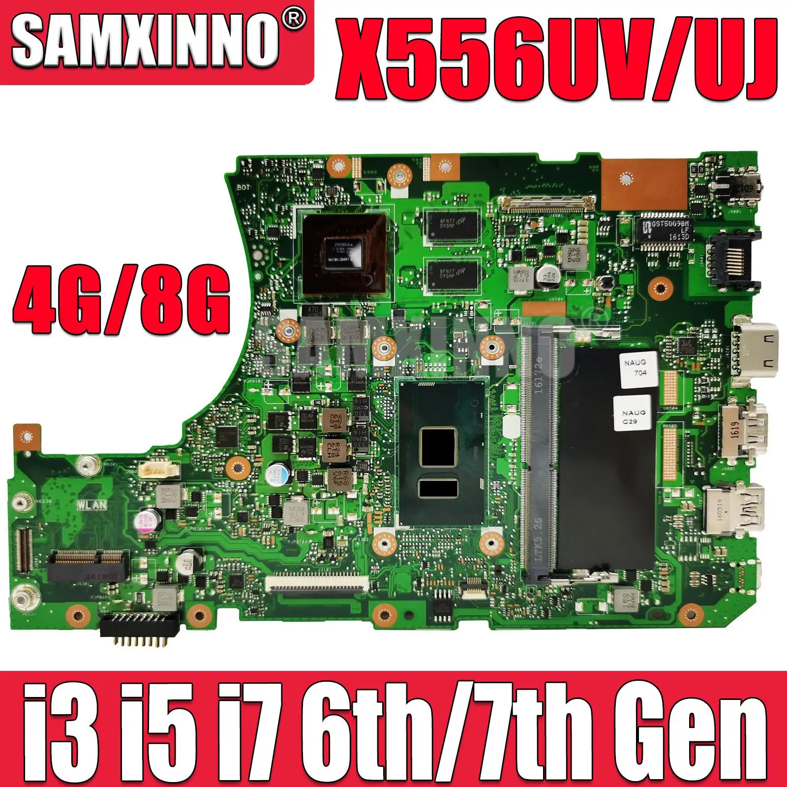 X556UV Pagrindinė plokštė ASUS X556UJ X556UQ X556URK X556UQK X556UF A556U X556U nešiojamojo kompiuterio pagrindinė plokštė i3 i5 i7 GT930M GT940M 930MX 940MX