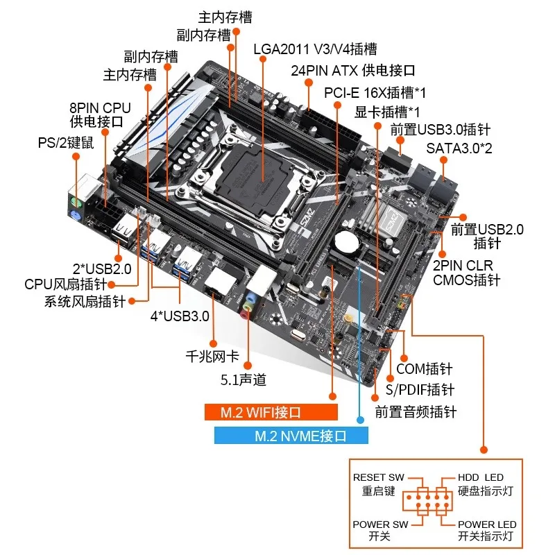 X99M-G2 pagrindinė plokštė, kompiuteris, stalinis serveris, MATX mažos plokštės LGA2011 palaiko E5 2680/2678V3.