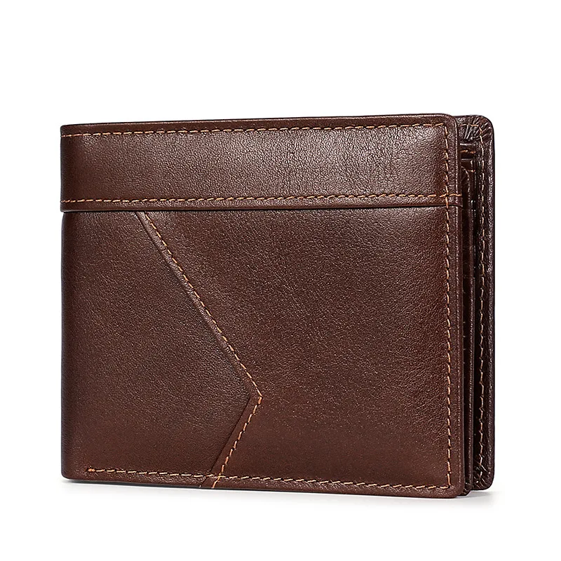 XZAN Leather Men Short Wallet Casual Rfid monetų piniginė vyrų kreditinės kortelės turėtojui Vintage Bifold pinigų spaustuko sankabos krepšys 2023