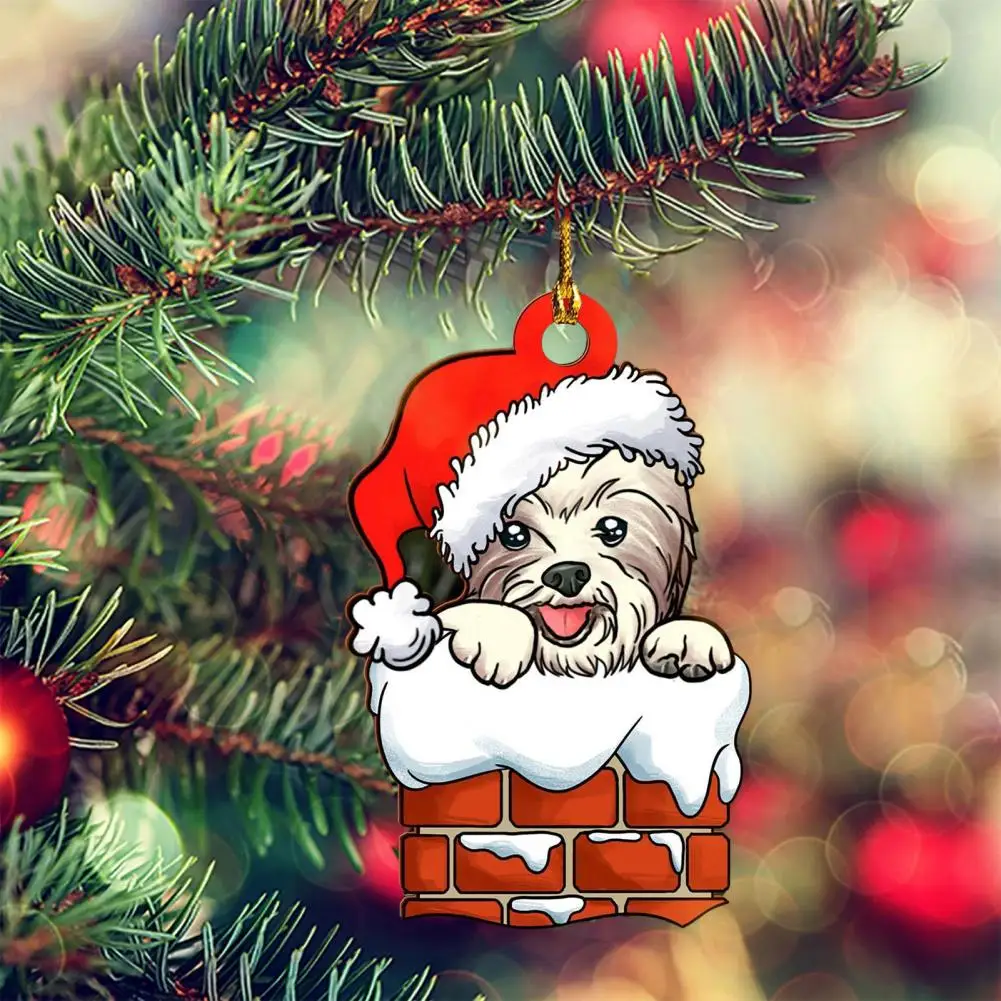 Šuns formos kalėdinis dekoras Kalėdinis šuo Pakabinamas dekoravimas Akrilas Daugkartinio naudojimo šventinis dekoras Kalėdų eglutės šuniuko ornamentiniam pakabukui