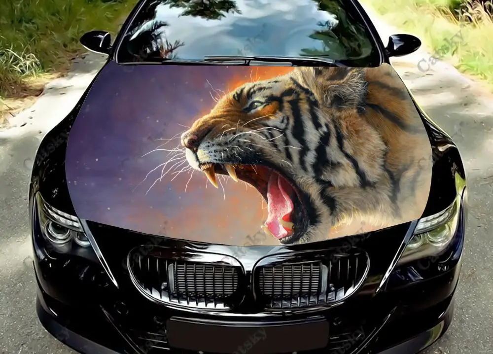 žiaurus tigras Automobilio gaubto vinilo lipdukai apvyniotos plėvelės gaubto lipdukai lipdukai bendras automobilio modifikuoto gaubto apsaugos lipdukai